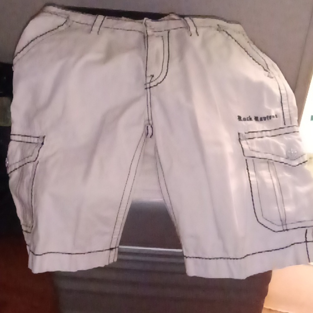 Rock revival white cargo shorts